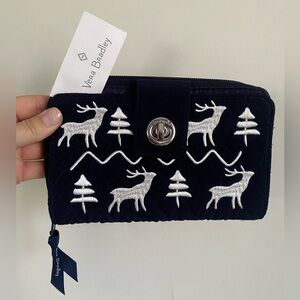 NWT Vera Bradley RFID Merry Mischief Snow Day Turnlock Wallet